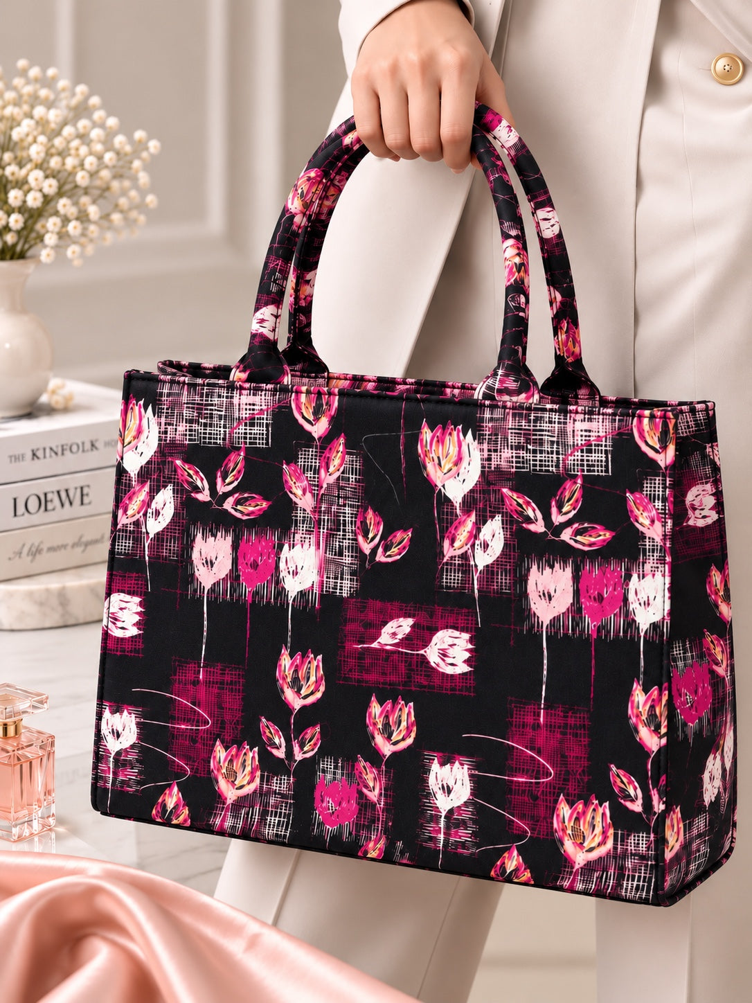 Floral Canvas Tote Bag