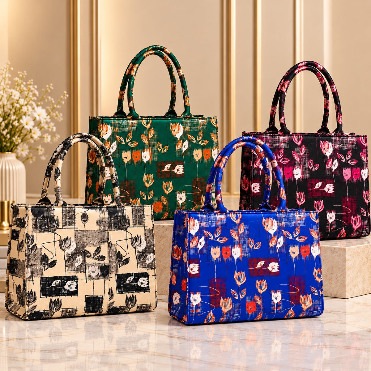 Floral Canvas Tote Bag