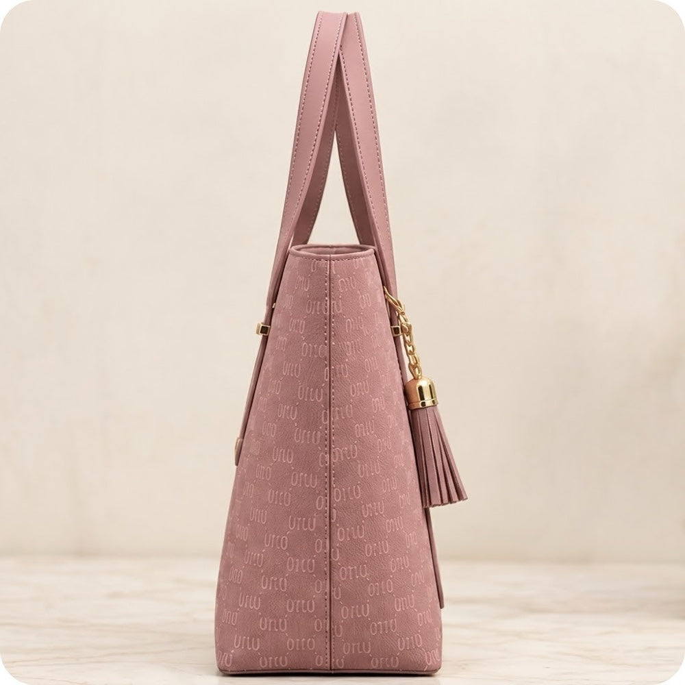 TBM The Bag Master "MIN MIN" Monogram Printed Tote Bag with Tassel Charm